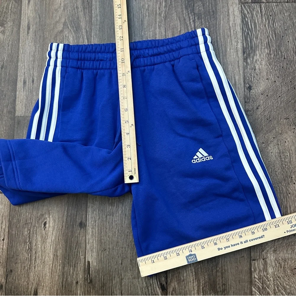 ADIDAS 3-Stripe Flannel Sweat Shorts Men’s Size S Blue White